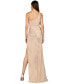 Women's One Shoulder Beaded Gown with Fringe Slit nude/multi, 14 - фото #2