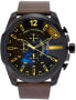 Фото #1 товара мужские наручные часы с коричневым кожаным ремешком Diesel Men's Mega Chief Anadigi 51mm Case Size Stainless Steel Watch