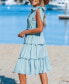 Фото #2 товара Women's Sky Blue Shoulder Tie V-Neck Mini Beach Dress