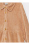 LCW Kids Gömlek Yaka Basic Uzun Kollu Kadife Kız Çocuk Elbise