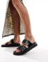 Фото #1 товара London Rebel double strap footbed sandals in black croc