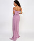 Juniors' Off-The-Shoulder Glitter-Knit Cowl Neck Gown