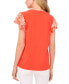 ფოტო #2 პროდუქტის Women's Summer Palm Tree Mixed-Media Flutter-Sleeve Blouse