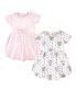 ფოტო #1 პროდუქტის Baby Girls ganic Cotton Short-Sleeve Dresses 2pk, Rose and Berries