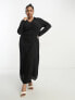 Фото #1 товара ASOS DESIGN Curve ruched front button up wrap shirt midi dress in black