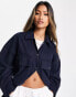 Waven oversized shacket in blue