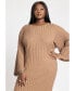 Фото #3 товара Plus Size Wide Sleeve Maxi Sweater Dress - 26/28, Earthy Mocha