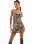 Фото #2 товара ASOS DESIGN 90s strappy mini dress with corsage in leopard print