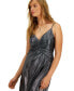 ფოტო #4 პროდუქტის Women's Shimmering Metallic Faux-Wrap Style Dress, Created for Macy's