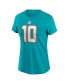 Women's Tyreek Hill Aqua Miami Dolphins Player Name and Number T-shirt