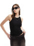 Фото #1 товара Weekday rib fitted tank top in black