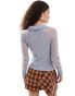 Фото #2 товара COLLUSION collar knitted long sleeve top in grey