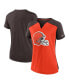 ფოტო #1 პროდუქტის Women's Orange, Brown Cleveland Browns Impact Exceed Performance Notch Neck T-shirt