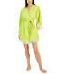 Фото #1 товара Women's Lace-Trim Stretch Satin Robe, Created for Macy's