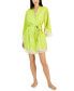 ფოტო #1 პროდუქტის Women's Lace-Trim Stretch Satin Robe, Created for Macy's