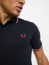 Фото #3 товара Fred Perry twin tipped logo polo in navy/white/red