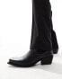 Фото #1 товара ASOS DESIGN cuban heel western chelsea boots in black faux leather with silver toe cap