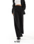 Vila Petite mix and match high waist wide leg trouser co-ord in black