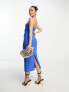 Forever New Petite bandeau maxi dress with cut out in blue