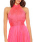 ფოტო #1 პროდუქტის Women's High Neck Tiered Chiffon Halter Gown