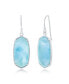 Sterling Silver Long Hexagon Larimar Dangle Earrings