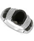 ფოტო #1 პროდუქტის Onyx & Diamond (1/5 ct. tw.) Statement Ring in Sterling Silver