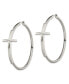 ფოტო #2 პროდუქტის Stainless Steel Polished Large Cross Hoop Earrings
