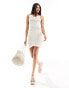 4th & Reckless fleur open knit crochet corsage dress in cream