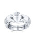 Irish Celtic Trinity Hands Crown Heart BFF Friendship Interlocking Claddagh Puzzle Ring For Teen For Women .925 Sterling Silver