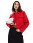 Фото #1 товара Mango cropped tailored jacket in red