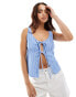 Фото #1 товара Stradivarius STR milkmaid rustic top in blue stripe