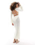 Фото #4 товара 4th & Reckless key hole knit maxi beach dress in cream