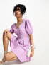 Фото #1 товара French Connection mini tea dress in lilac seersucker
