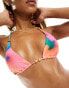 Candypants beaded abstract print triangle bikini top in multi