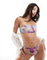 Фото #8 товара South Beach marble print mesh bandeau bikini top in light pink abstract print