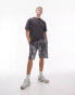 Фото #1 товара Topman oversized fit printed plisse short in grey