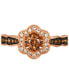 ფოტო #2 პროდუქტის Chocolate Diamond & Nude Diamond Flower Halo Ring (1 ct. t.w.) in 14k Rose Gold