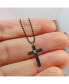 Фото #2 товара Black and Brown IP-plated Cross Pendant Ball Chain Necklace