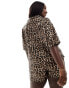 ASOS DESIGN Curve oversized shirt co-ord in leopard print