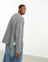 Фото #4 товара ASOS DESIGN wool mix heavyweight rib jumper with side splits in light grey