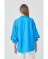 Women's Blouson Sleeve Collared Shirt