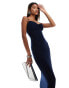 Фото #1 товара Fashionkilla double layered cami ruched bust maxi dress in navy