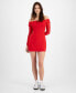 ფოტო #1 პროდუქტის Juniors' Off-The-Shoulder Mesh Mini Dress