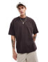 ASOS DESIGN oversized t-shirt with cafe back print in brown