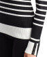 Juniors' Striped Ribbed Button-Cuff Sweater