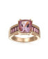 ფოტო #3 პროდუქტის 5.45CT Square Cushion Cut Pink Amethyst Ring For Women Rhodolite Garnet Baguette Rose Gold Plated .925 Sterling Silver