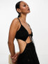 Фото #4 товара ASOS DESIGN broderie strappy cut out maxi dress in black