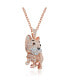 Фото #2 товара Sterling Silver Rhodium and 18K Gold Plated Enamel and Cubic Zirconia Cat Pendant