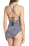 Фото #2 товара Tommy Bahama 168073 Womens Striped One Piece Swimsuit Navy White Size 10