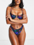 Фото #3 товара South Beach scoop high leg bikini bottom in abstract multi print